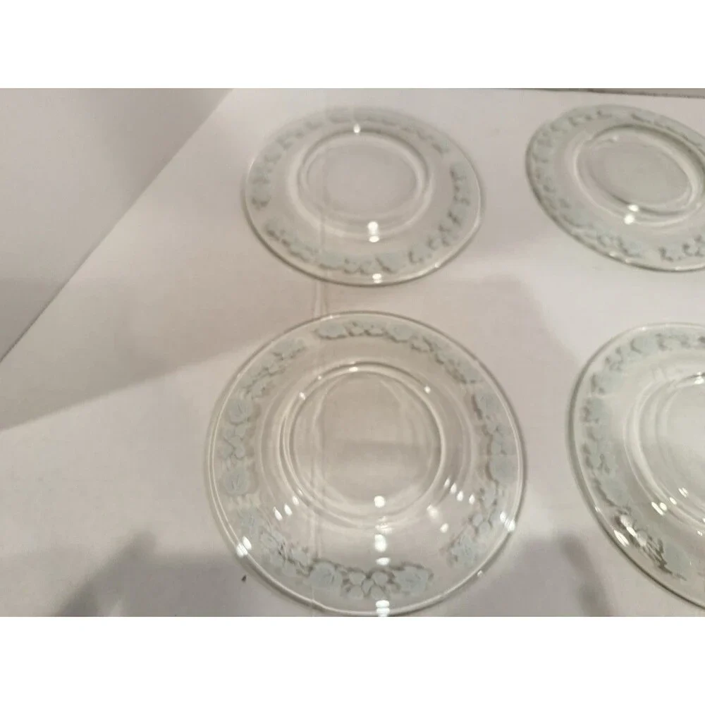 Vintage Anchor Hocking Gooseberry Clear Glass Dessert Plates – Set of 6